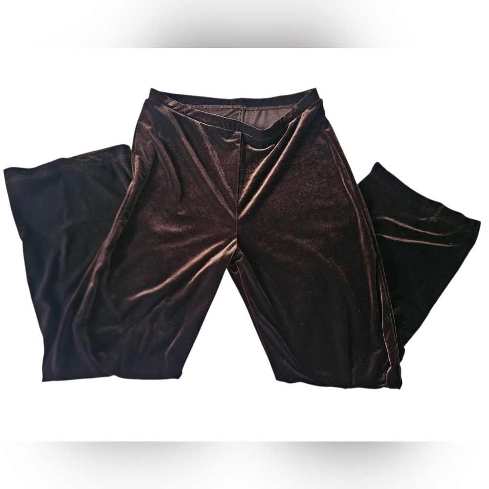 Velvet Wide-Leg Pants in Deep Brown